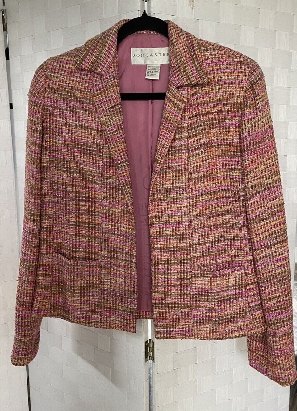 Doncaster Women’s Vintage Size 4 Woven Silk Pint Multicolor Blazer Jacket